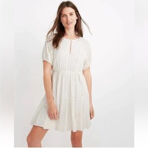 Madewell Off White Eyelet Tassel-Tie Waist Coquette Mini Dress Size 2